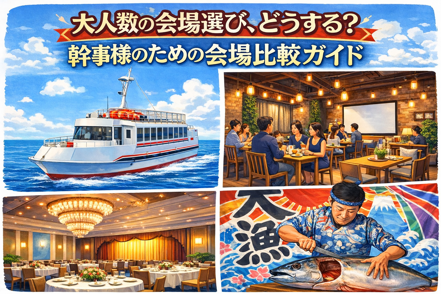 大人数の会場選び、どうする？幹事様のための会場比較ガイド
